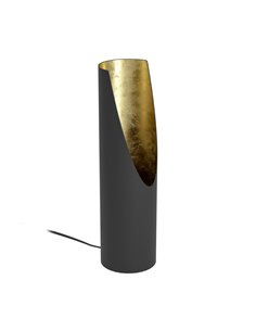 Luminária de mesa PREBONE GU10 (4,7 W, 345 lúmens inclusa), preta e dourada com luz quente decorativa.