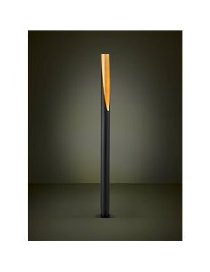Luminária de chão PREBONE GU10 1805mm (lâmpada de 4,7W 345lm incluída) preta e dourada com luz ambiente quente. 2