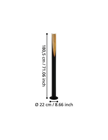 Lampadaire PREBONE GU10 1805 mm (ampoule 4,7 W 345 lm incluse) noir et or, éclairage d'ambiance chaud