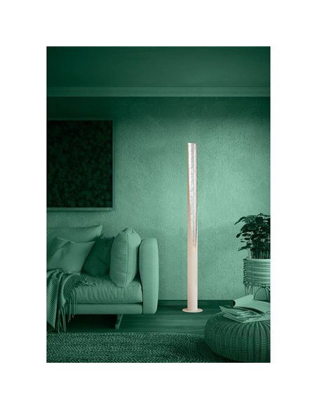 Lampadaire PREBONE 2 GU10 1800 mm (ampoule 5,7 W 540 lm incluse) Sable et argent avec lumière chaude décorative