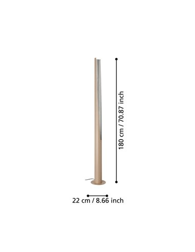 Lampadaire PREBONE 2 GU10 1800 mm (ampoule 5,7 W 540 lm incluse) Sable et argent avec lumière chaude décorative