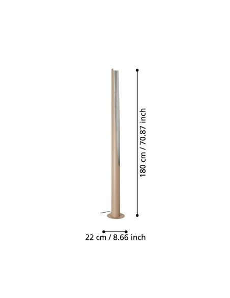 Lampadaire PREBONE 2 GU10 1800 mm (ampoule 5,7 W 540 lm incluse) Sable et argent avec lumière chaude décorative