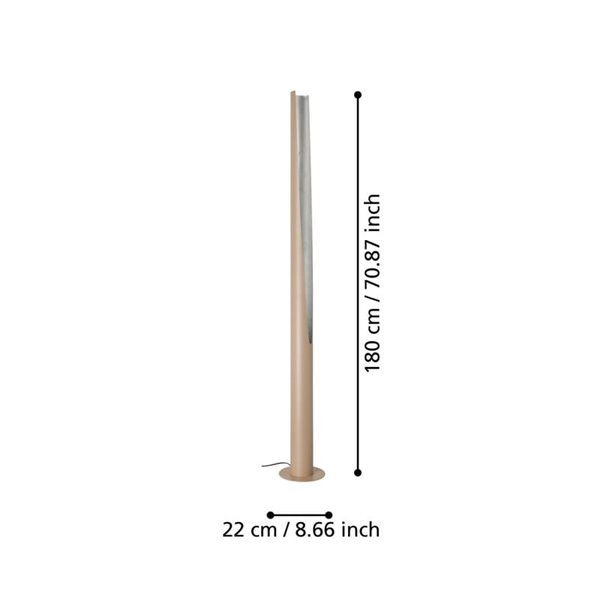 Lámpara de pie 1800mm PREBONE 2 GU10 (incluida 5,7W 540Lm) arena y plata con luz cálida decorativa