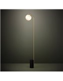 Lampadaire BETULIA E27, noir et laiton mat avec globe opale Ø120 mm