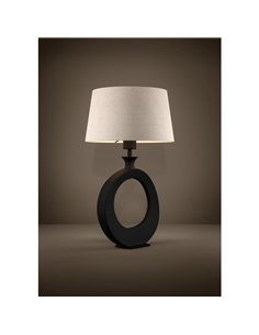 Lámpara de sobremesa DIEZMA compacta E27 negra con pantalla de lino natural 525mm 2