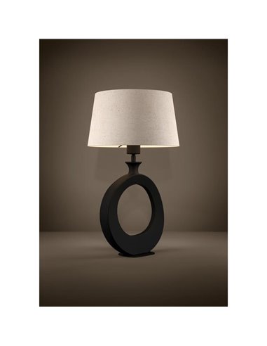 Lámpara de sobremesa DIEZMA compacta E27 negra con pantalla de lino natural 525mm