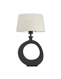 Lámpara de sobremesa DIEZMA compacta E27 negra con pantalla de lino natural 525mm