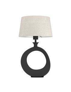 Lámpara de sobremesa DIEZMA compacta E27 negra con pantalla de lino natural 525mm
