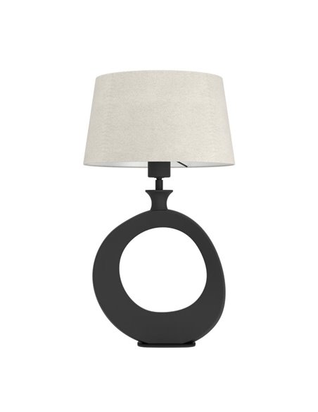 Lámpara de sobremesa DIEZMA compacta E27 negra con pantalla de lino natural 525mm