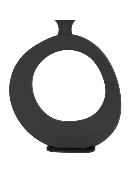 Lámpara de sobremesa DIEZMA compacta E27 negra con pantalla de lino natural 525mm
