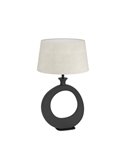 Lámpara de sobremesa DIEZMA compacta E27 negra con pantalla de lino natural 525mm