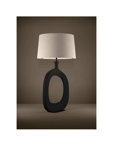 Lampe de table stylisée DIEZMA E27 noire avec abat-jour en lin naturel 880 mm