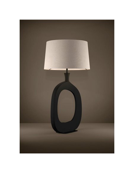 Lampe de table stylisée DIEZMA E27 noire avec abat-jour en lin naturel 880 mm