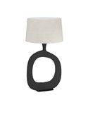 Lámpara de sobremesa DIEZMA estilizada E27 negra con pantalla de lino natural 880mm