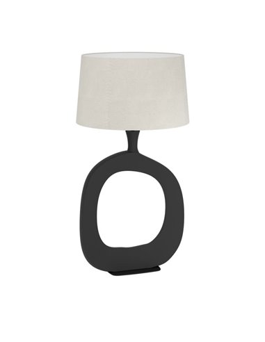 Luminária de mesa DIEZMA estilizada E27 preta com cúpula de linho natural 880mm