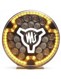 Faro redondo 7" LED de carretera multifunción 12/24V con luz de advertencia ámbar y posición blanca HR XA1 AD 10 Puntos de luz
