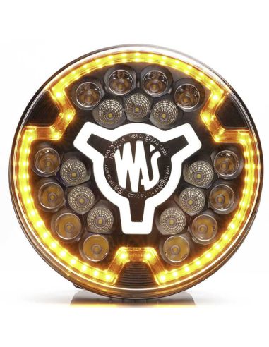 Faro redondo 7" LED de carretera multifunción 12/24V con luz de advertencia ámbar y posición blanca HR XA1 AD 10 Puntos de luz