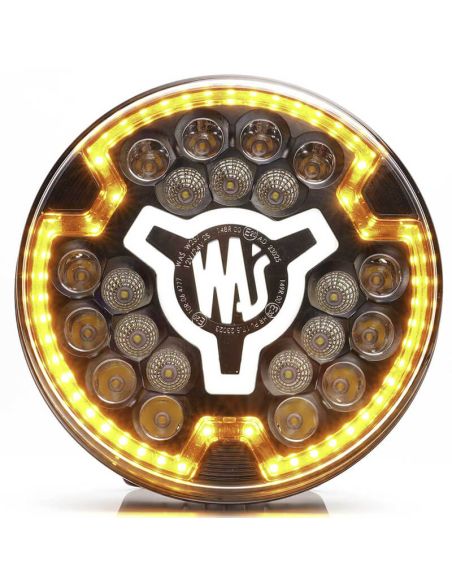 Faro redondo 7" LED de carretera multifunción 12/24V con luz de advertencia ámbar y posición blanca HR XA1 AD 10 Puntos de luz