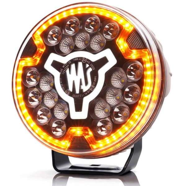 Faro redondo 7" LED de carretera multifunción 12/24V con luz de advertencia ámbar y posición blanca HR XA1 AD 10 Puntos de luz