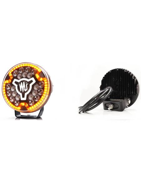 Faro redondo 7" LED de carretera multifunción 12/24V con luz de advertencia ámbar y posición blanca HR XA1 AD 10 Puntos de luz