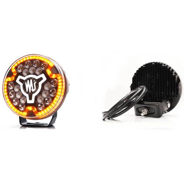 Faro redondo 7" LED de carretera multifunción 12/24V con luz de advertencia ámbar y posición blanca HR XA1 AD 10 Puntos de luz