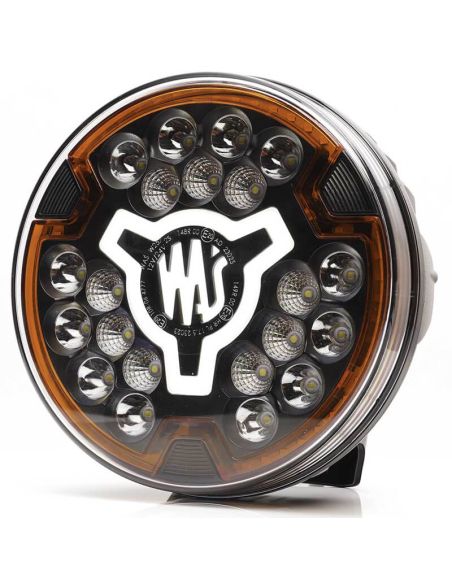 Faro redondo 7" LED de carretera multifunción 12/24V con luz de advertencia ámbar y posición blanca HR XA1 AD 10 Puntos de luz