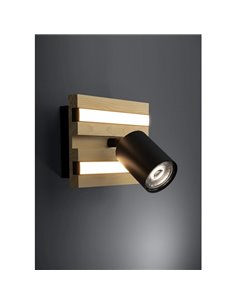 Aplique de pared GESTEIRA foco LED orientable y soporte de madera natural con 2 LED, 8W 660Lm, 3000K 2