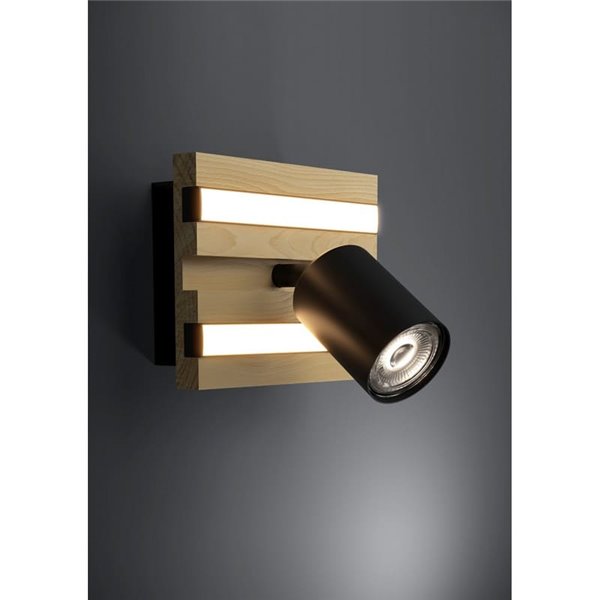Aplique de pared GESTEIRA foco LED orientable y soporte de madera natural con 2 LED, 8W 660Lm, 3000K