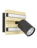 Applique murale GESTEIRA avec spot LED orientable et support en bois naturel, 2 LED, 8 W, 660 lm, 3000 K