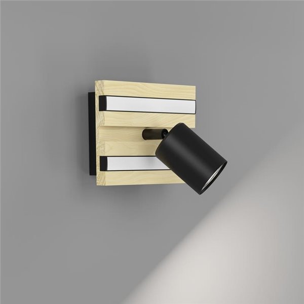 Aplique de pared GESTEIRA foco LED orientable y soporte de madera natural con 2 LED, 8W 660Lm, 3000K