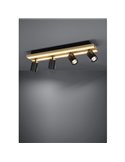 Plafón con 4 focos orientables y panel con 2 LED GESTEIRA, 33W 2300Lm 3000K, negro/madera