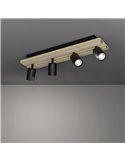 Plafón con 4 focos orientables y panel con 2 LED GESTEIRA, 33W 2300Lm 3000K, negro/madera