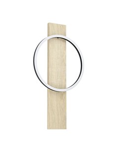 Aplique de pared LED BOYAL negro con aro efecto roble diseño moderno, 12W 1700Lm, 3000K