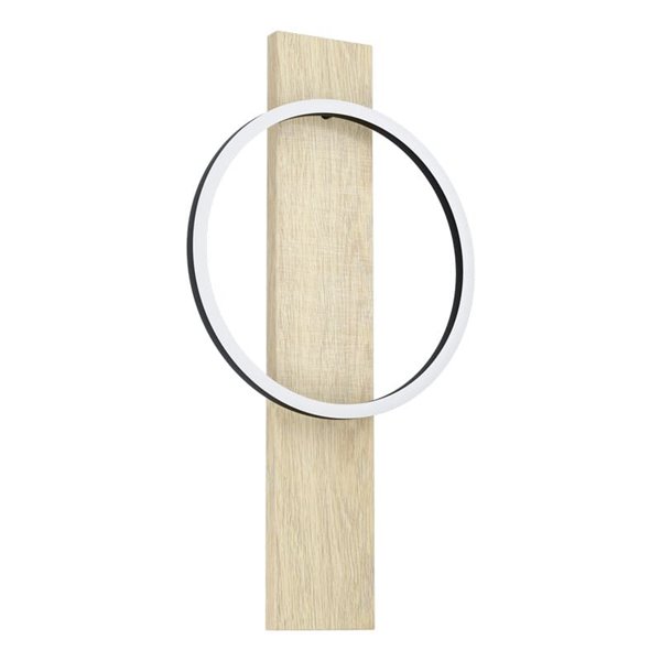 Aplique de pared LED BOYAL negro con aro efecto roble diseño moderno, 12W 1700Lm, 3000K