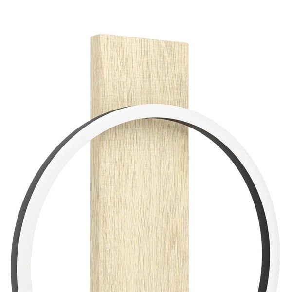 Aplique de pared LED BOYAL negro con aro efecto roble diseño moderno, 12W 1700Lm, 3000K