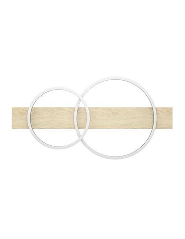 Plafón de techo en base de madera BOYAL con 2 aros LED 24W 1700Lm 3000K luz cálida negro/roble 780MM