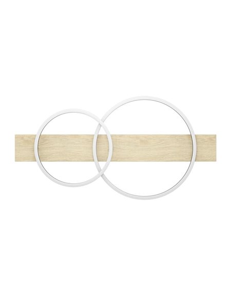 Plafón de techo en base de madera BOYAL con 2 aros LED 24W 1700Lm 3000K luz cálida negro/roble 780MM