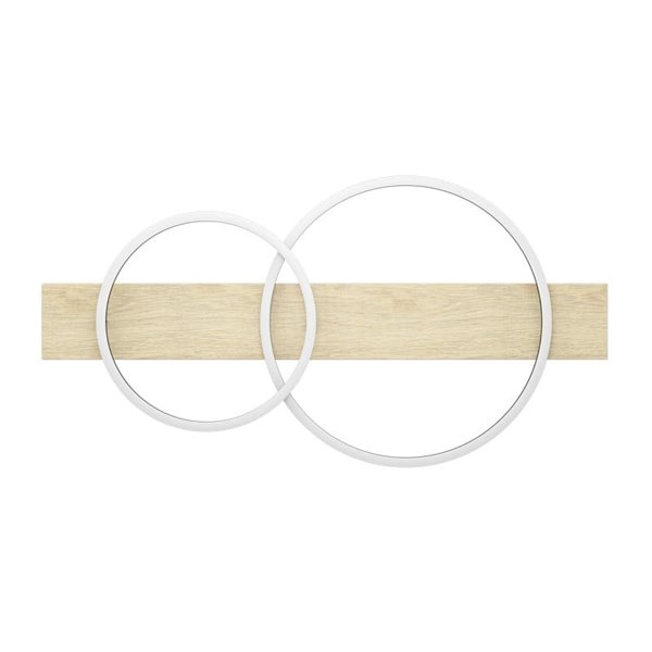 Plafón de techo en base de madera BOYAL con 2 aros LED 24W 1700Lm 3000K luz cálida negro/roble 780MM