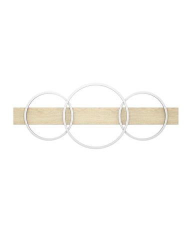Plafón de techo base madera BOYAL 3 aros LED 36W 5100Lm 3000K, negro/roble 1010mm
