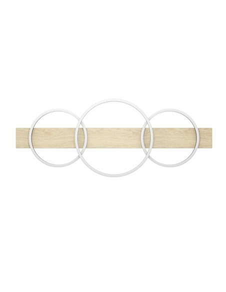 Plafón de techo base madera BOYAL 3 aros LED 36W 5100Lm 3000K, negro/roble 1010mm