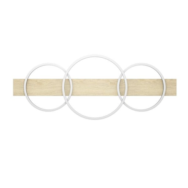 Plafón de techo base madera BOYAL 3 aros LED 36W 5100Lm 3000K, negro/roble 1010mm