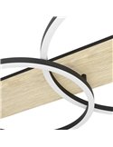 Plafón de techo base madera BOYAL 3 aros LED 36W 5100Lm 3000K, negro/roble 1010mm