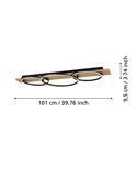 Plafón de techo base madera BOYAL 3 aros LED 36W 5100Lm 3000K, negro/roble 1010mm