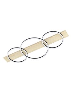 Plafón de techo base madera BOYAL 3 aros LED 36W 5100Lm 3000K, negro/roble 1010mm