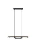 Suspension BOYAL 24W 1700lm 3000K avec 3 anneaux LED et base en bois, noir/chêne 780mm