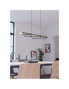 Luminária pendente LED BOYAL com 3 perfis quadrados, 40,5 W, 3600 lúmens, 3000 K, preto/carvalho, 1010 mm 2