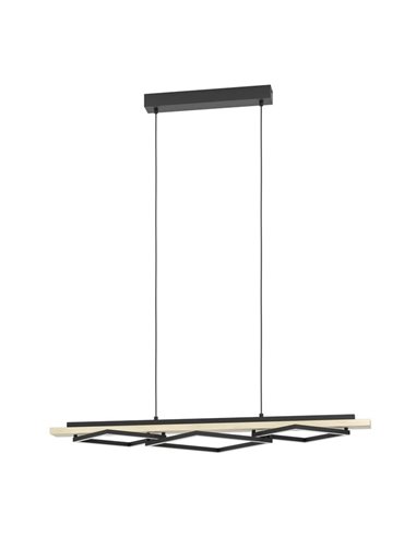 Lámpara colgante con 3 perfiles cuadrados LED BOYAL 40,5W 3600Lm 3000K, negro/roble 1010mm
