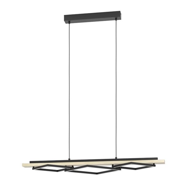 Lámpara colgante con 3 perfiles cuadrados LED BOYAL 40,5W 3600Lm 3000K, negro/roble 1010mm