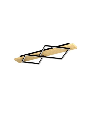 Lámpara de techo con 2 perfiles rectangulares LED BOYAL 24W 1700Lm 3000K, negro/roble 780mm