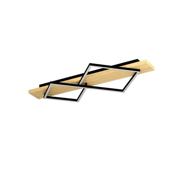 Lámpara de techo con 2 perfiles rectangulares LED BOYAL 24W 1700Lm 3000K, negro/roble 780mm